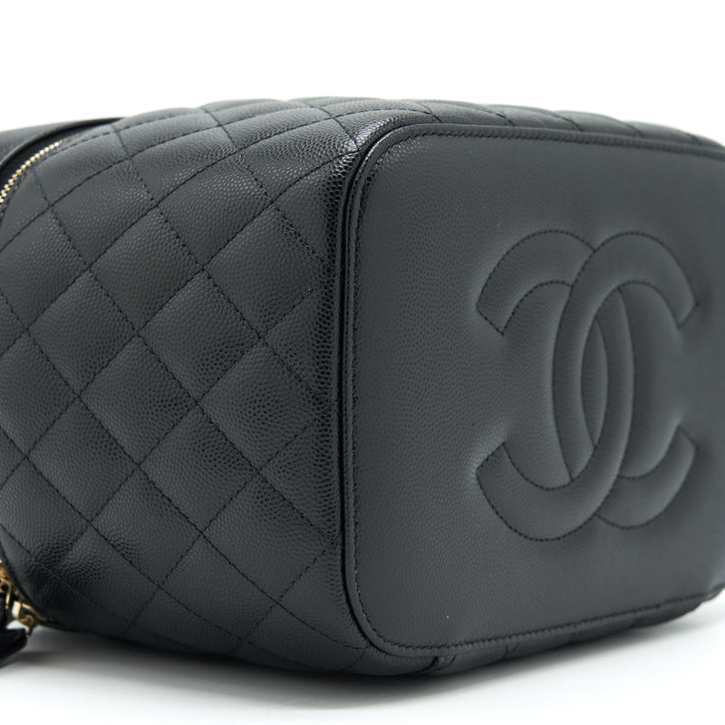 Chanel top handle vanity case caviar black with LGHW