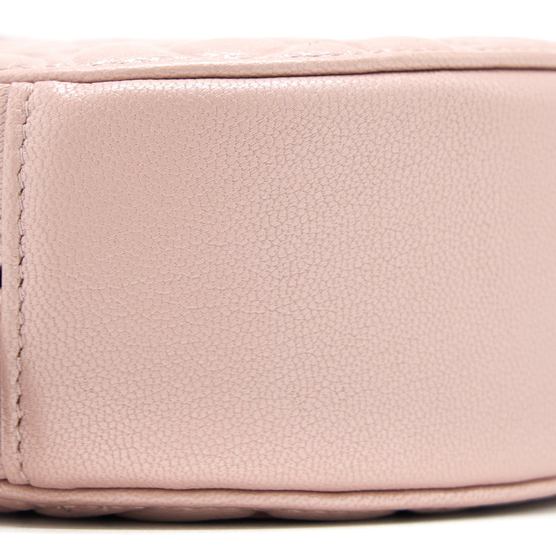 Chanel Round Clutch With Chain Camellia Calfskin Nude Pink SHW