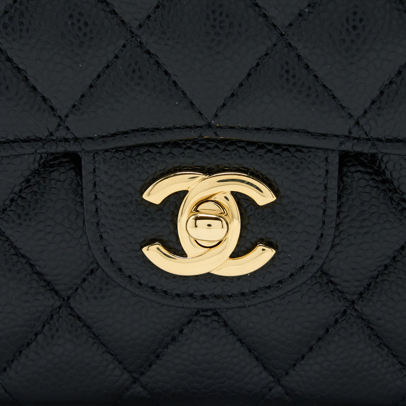 Chanel Medium Classic Double Flap Bag Caviar Black GHW (Microchip)