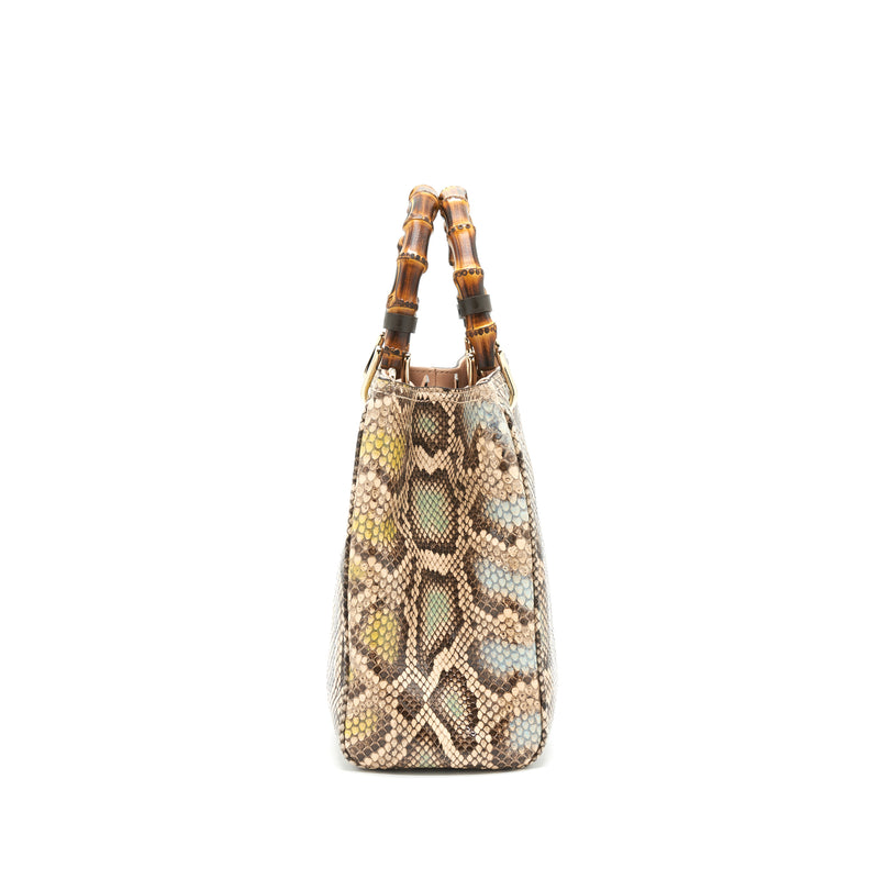 Gucci Python Leather Bamboo Handle Diana Tote Bag