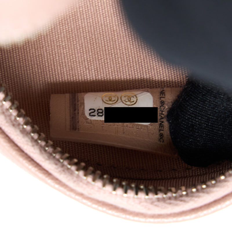 Chanel Round Clutch With Chain Camellia Calfskin Nude Pink SHW