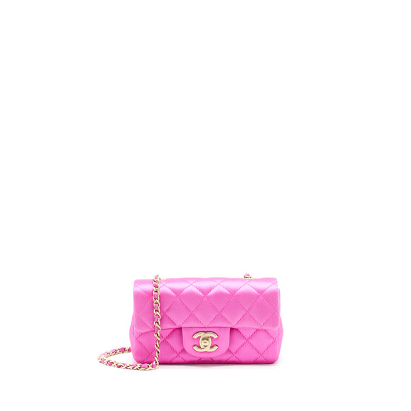 Chanel extra mini Rectangular flap Bag Silk Pink GHW