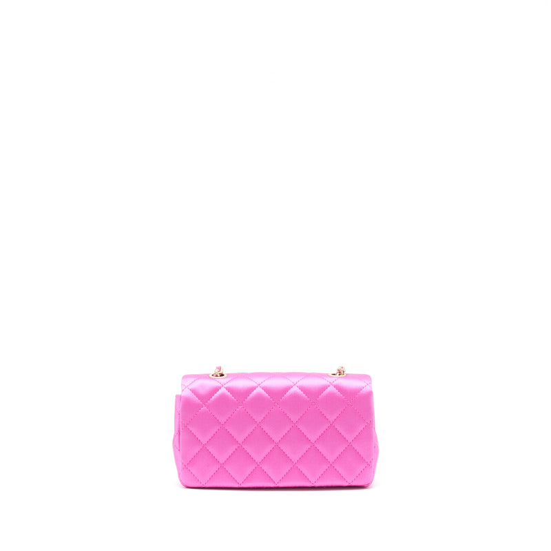 Chanel extra mini Rectangular flap Bag Silk Pink GHW