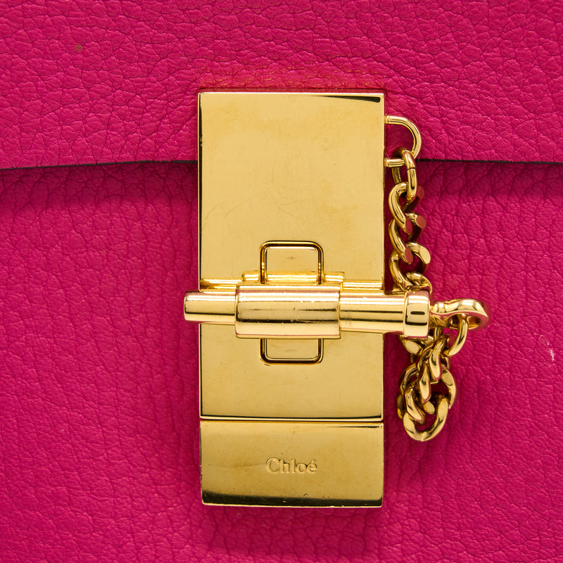 Chloe Drew Shoulder Bag Grained Calfskin Pink GHW