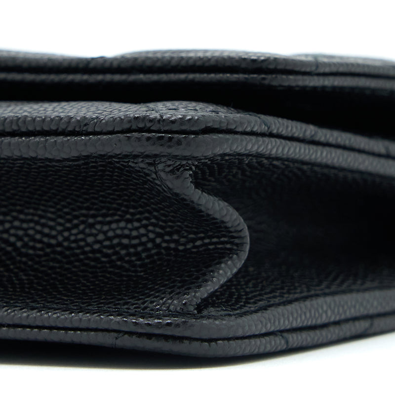 Chanel Giant CC Logo Wallet On Chain Caviar Black LGHW (Microchip)