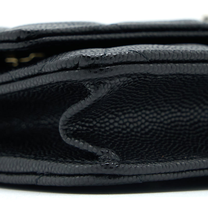 Chanel Giant CC Logo Wallet On Chain Caviar Black LGHW (Microchip)