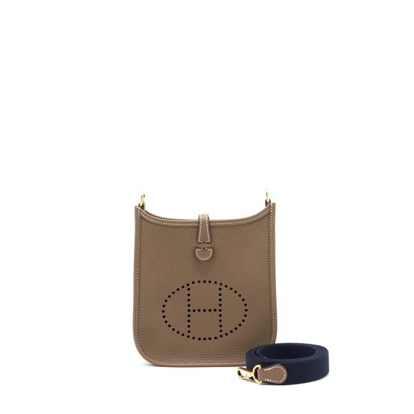 Hermes Mini Evelyne Etoupe / Indigo GHW Stamp Y