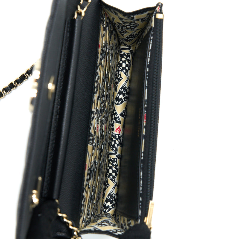 Chanel Giant CC Logo Wallet On Chain Caviar Black LGHW (Microchip)