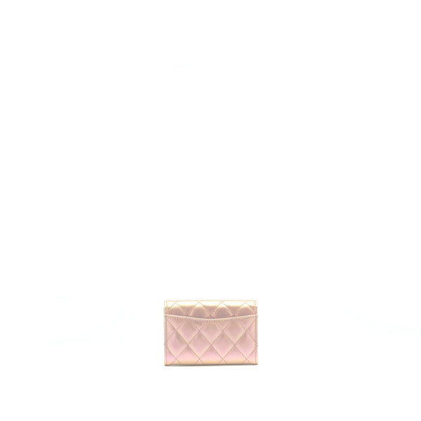 Chanel 21K Iridescent Pink Flap Card Holder