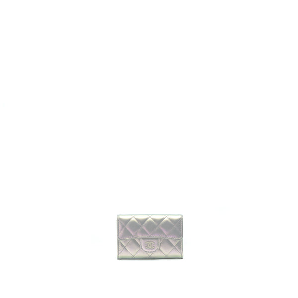 Chanel 21K Iridescent Grey Flap Card Holder