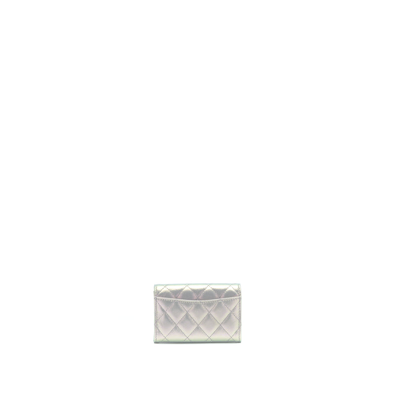 Chanel 21K Iridescent Grey Flap Card Holder