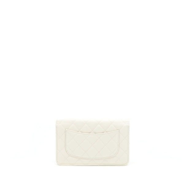 Chanel Classic Wallet On Chain Caviar White LGHW (MICROCHIP)