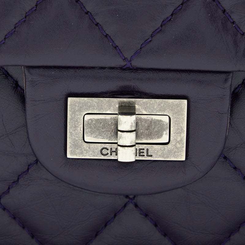 Chanel Large 2.55 Reissue Flap Bag Aged Calfskin Dark Purple Ruthenium