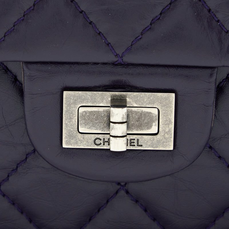 Chanel Large 2.55 Reissue Flap Bag Aged Calfskin Dark Purple Ruthenium Hardware