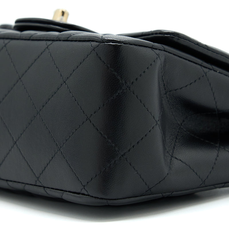 Chanel Mini Square Flap Bag Lambskin Black GHW (Microchip)
