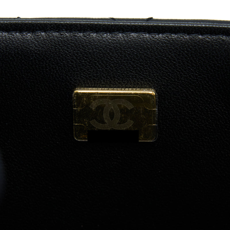 Chanel Mini Square Flap Bag Lambskin Black GHW (Microchip)