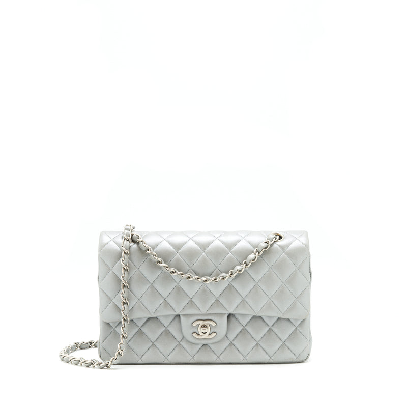 Chanel Medium Classic Flap Bag Silver Grey SHW