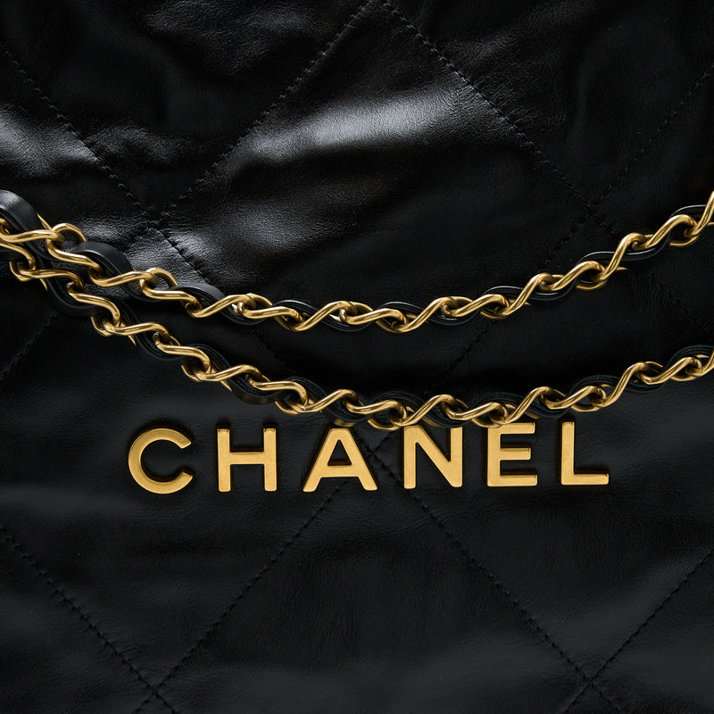 Chanel Small 22 Bag Shiny Calfskin Black GHW (Microchip)