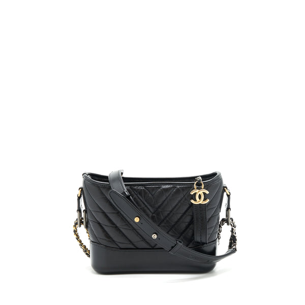 Chanel Chevron Gabrielle Hobo Bag black with Gold and silver hardware