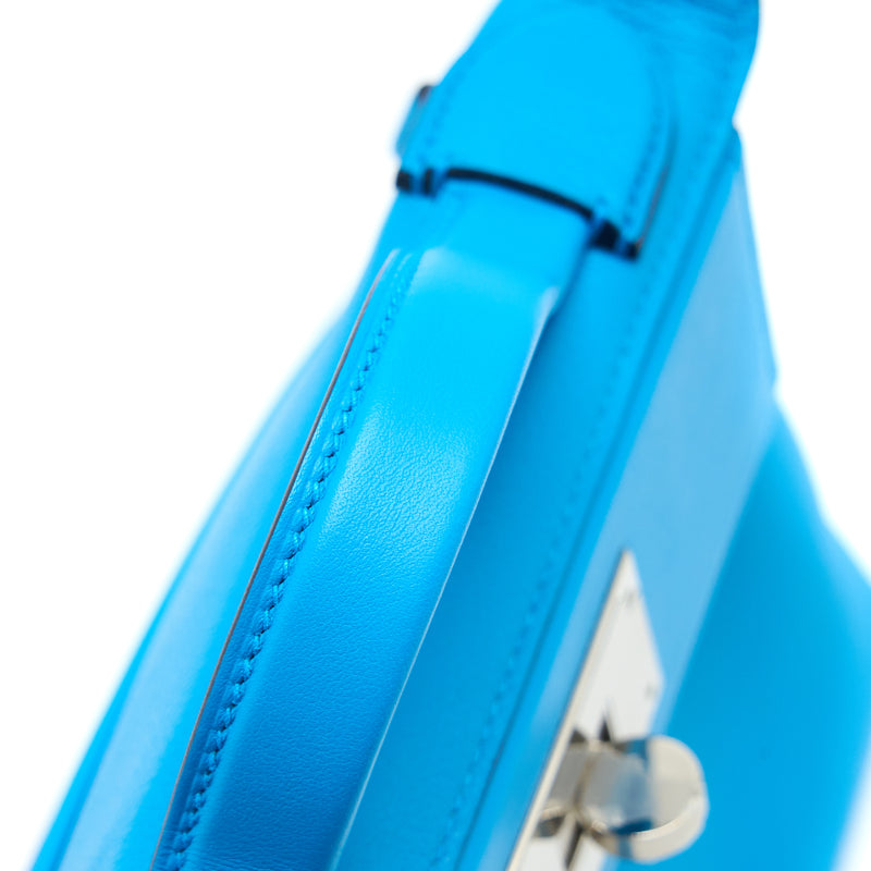 Hermes mini 24/24 2424-21 Bag Evercolor/Swift 0F Blue Frida SHW Stamp Z