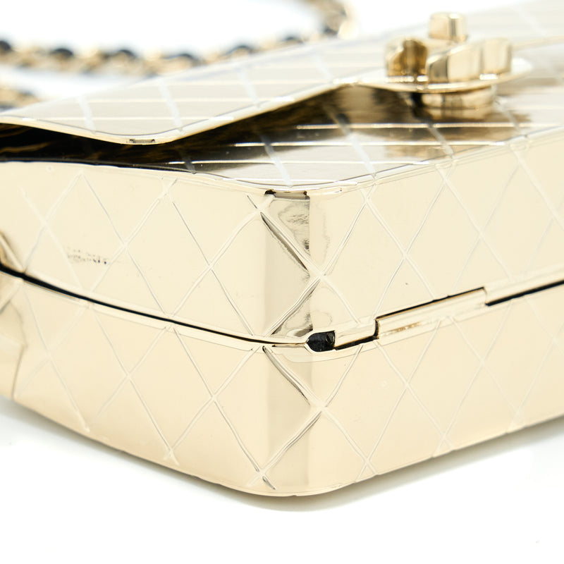 Chanel Mini Evening Bag Gold Tone Hammered Metal And Gold Tone Metal (Microchip )