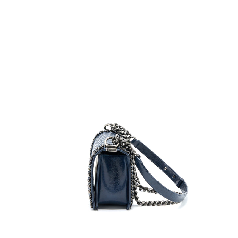 Chanel Medium Boy Bag Limited Edition with Chain Edge Aged Calfskin Na