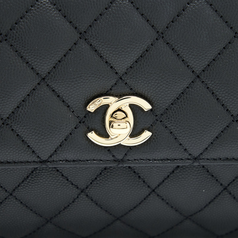 Chanel small coco handle caviar black LGHW (microchip)