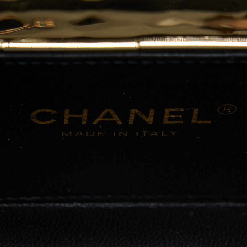 Chanel Mini Evening Bag Gold Tone Hammered Metal And Gold Tone Metal (Microchip )