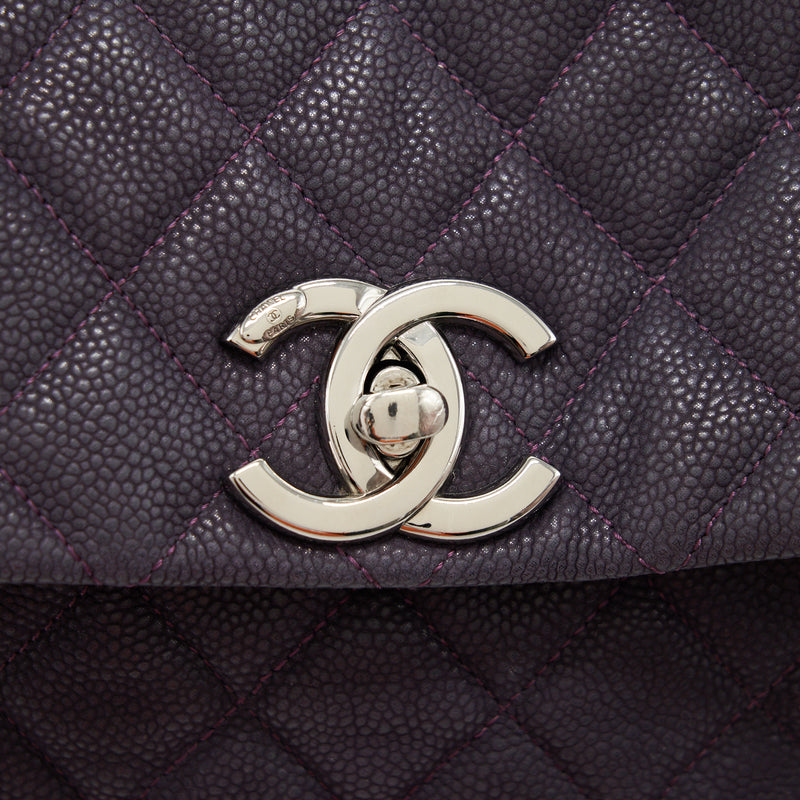 Chanel Flap Tote Bag With Chain Caviar In Purple SHW