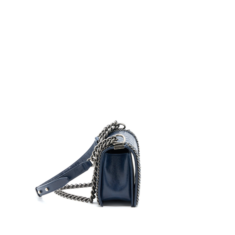 Chanel Chain Around Messenger Calfskin Crossbody Bag Navy Blue