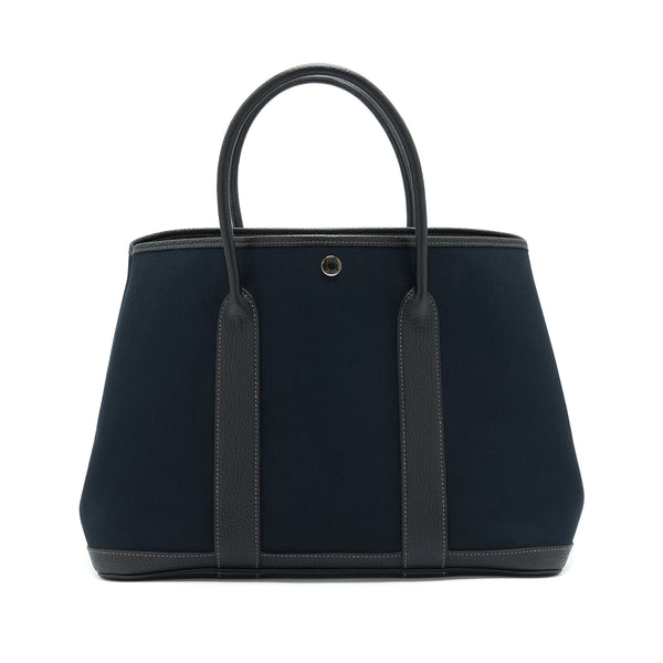 Hermes Garden Party 36 Black SHW Stamp Square O