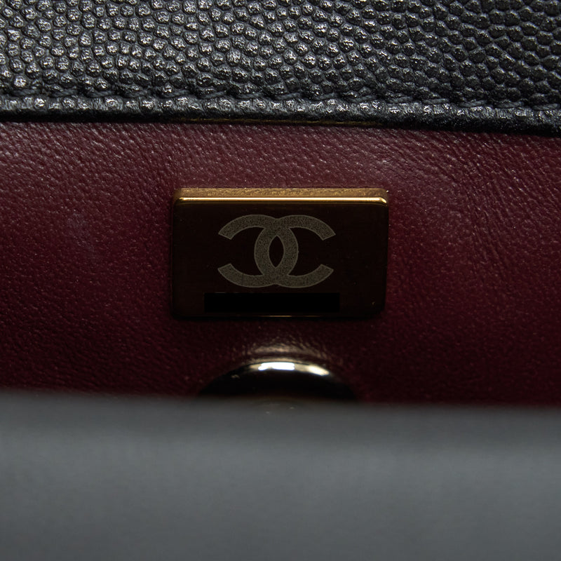 Chanel small coco handle caviar black LGHW (microchip)