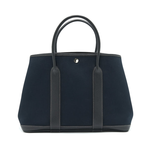 Hermes Garden Party 36 Black SHW Stamp Square O