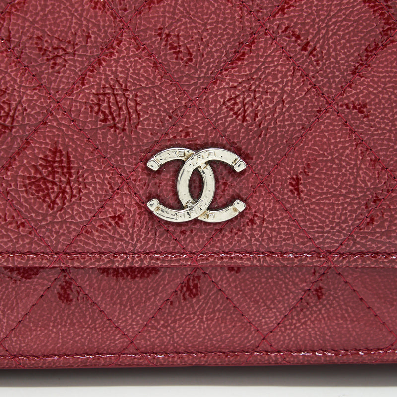 CHANEL WALLET ON CHAIN PATENT LEATHER RED SHW