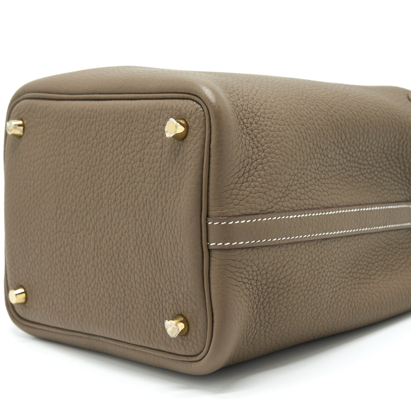 Hermes picotin 18 lock bag clemence leather etoupe with GHW stamp Y