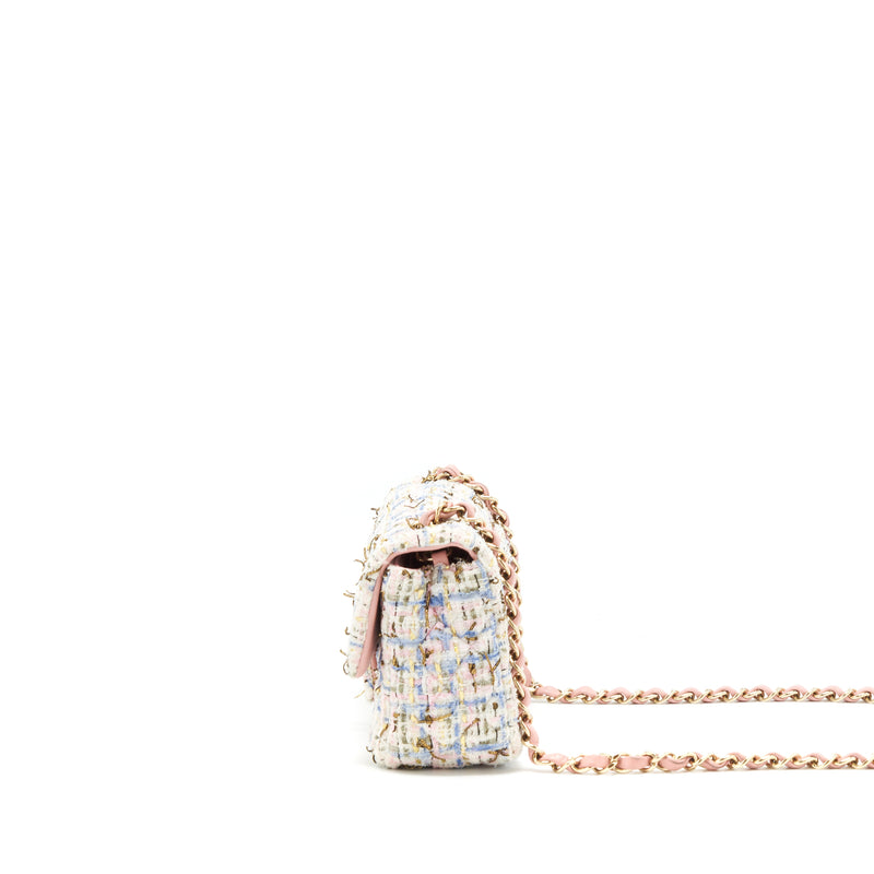 Chanel rectangular mini flap Bag tweed multicolour LGHW