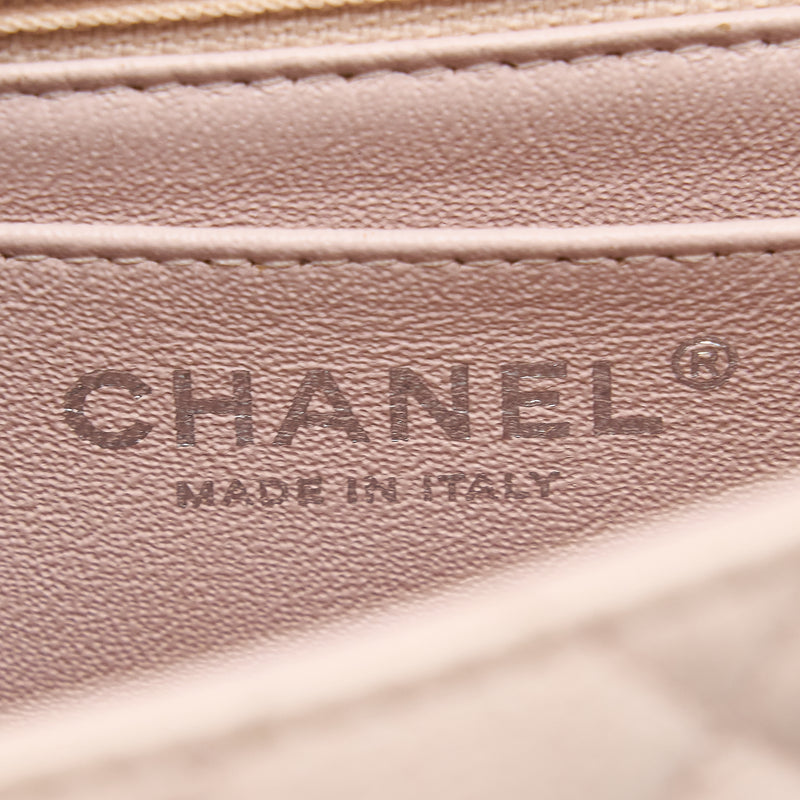 Chanel Mini Square Flap Bag Caviar Light Pink Ruthenium Hardware