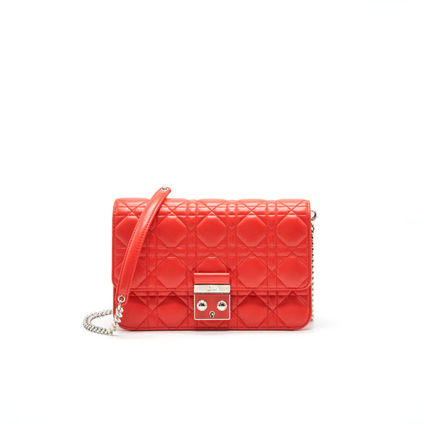 Dior Miss Dior Pouch with Chain Poppy Orange