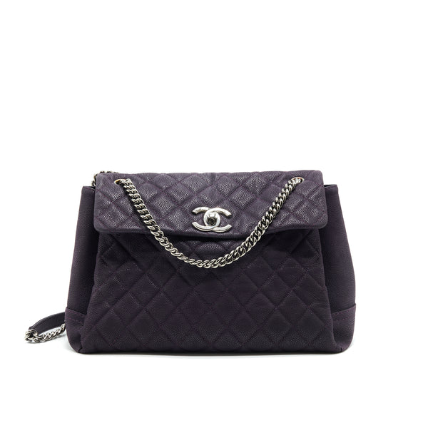Chanel Flap Tote Bag With Chain Caviar In Purple SHW