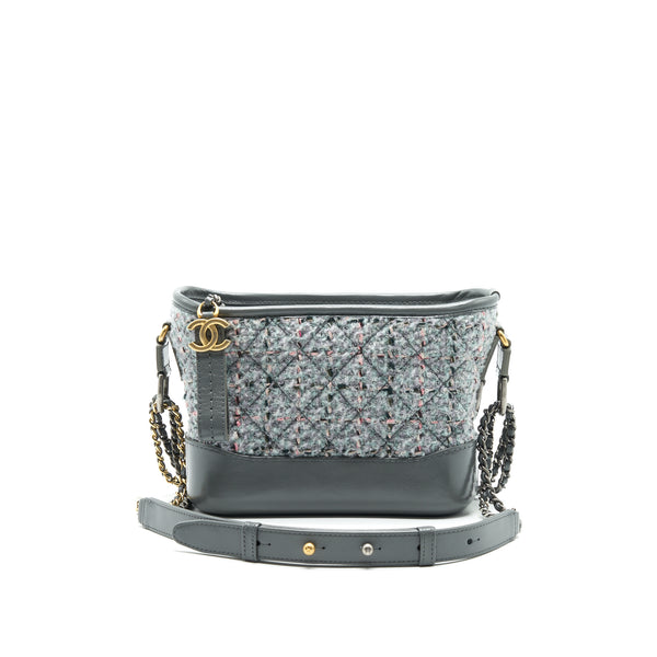 Chanel Small Tweed Gabrielle Hobo Bag Grey