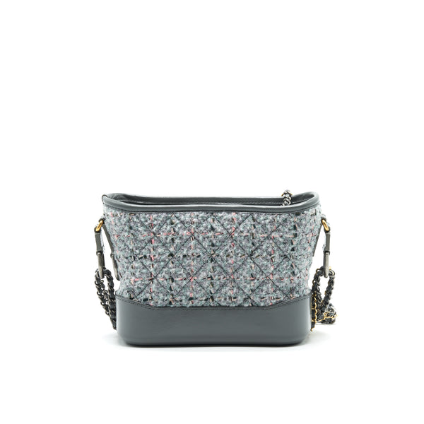 Chanel Small Tweed Gabrielle Hobo Bag Grey