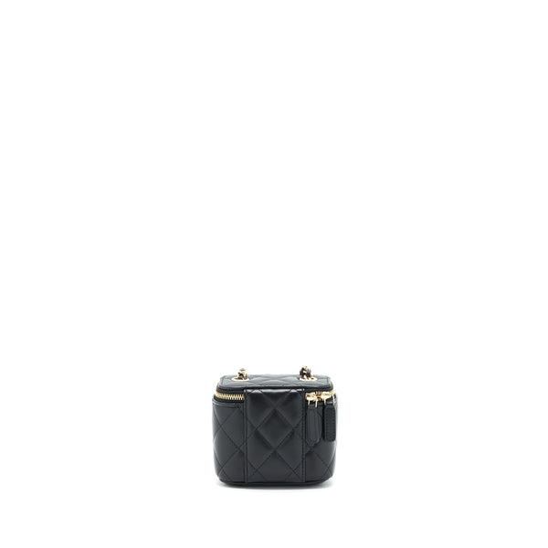 Chanel Mini Vanity With Camellia Chain Lambskin Black LGHW