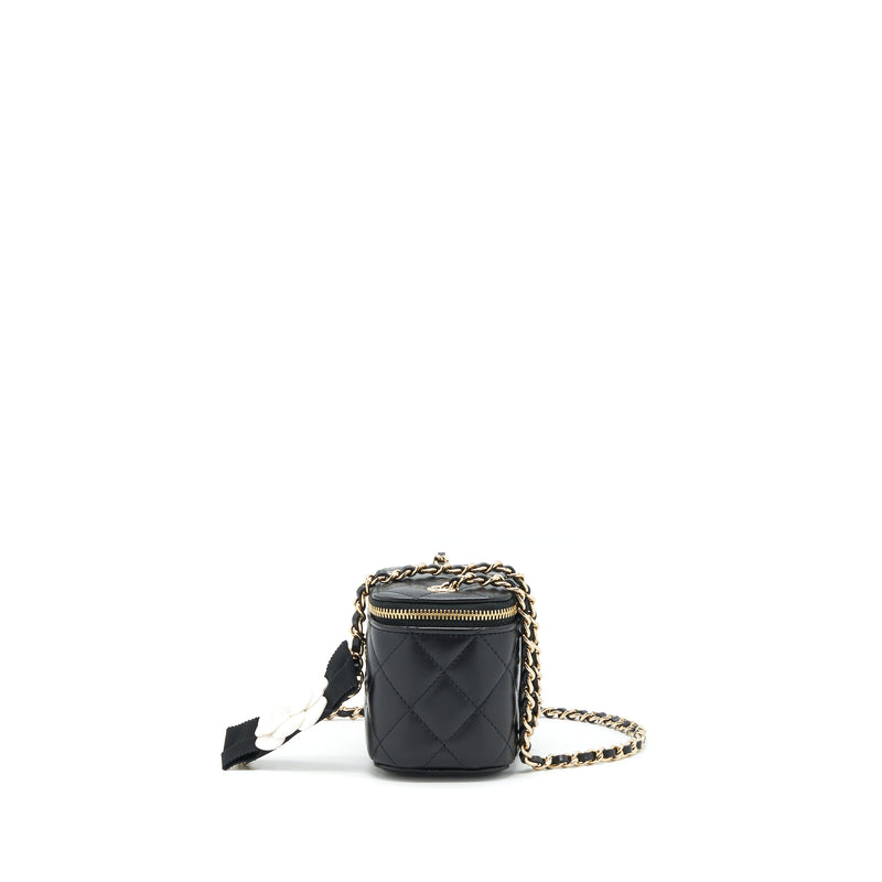 Chanel Mini Vanity With Camellia Chain Lambskin Black LGHW