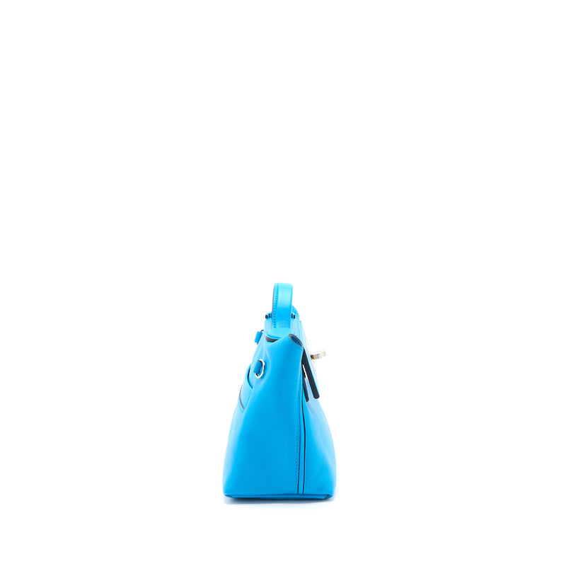 Hermes mini 24/24 2424-21 Bag Evercolor/Swift 0F Blue Frida SHW Stamp Z