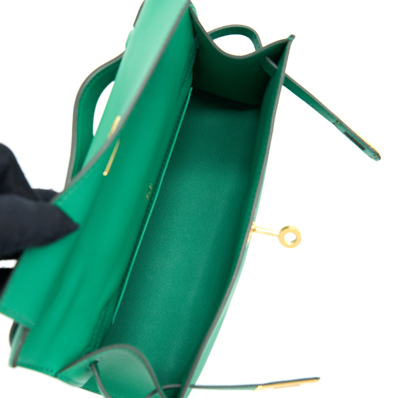 Hermes Kelly Pochette Swift U4 Vert Vertigo GHW Stamp C