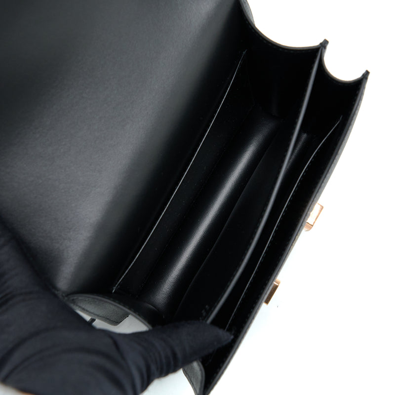 Hermes Mini Constance Epsom Black RGHW Stamp U