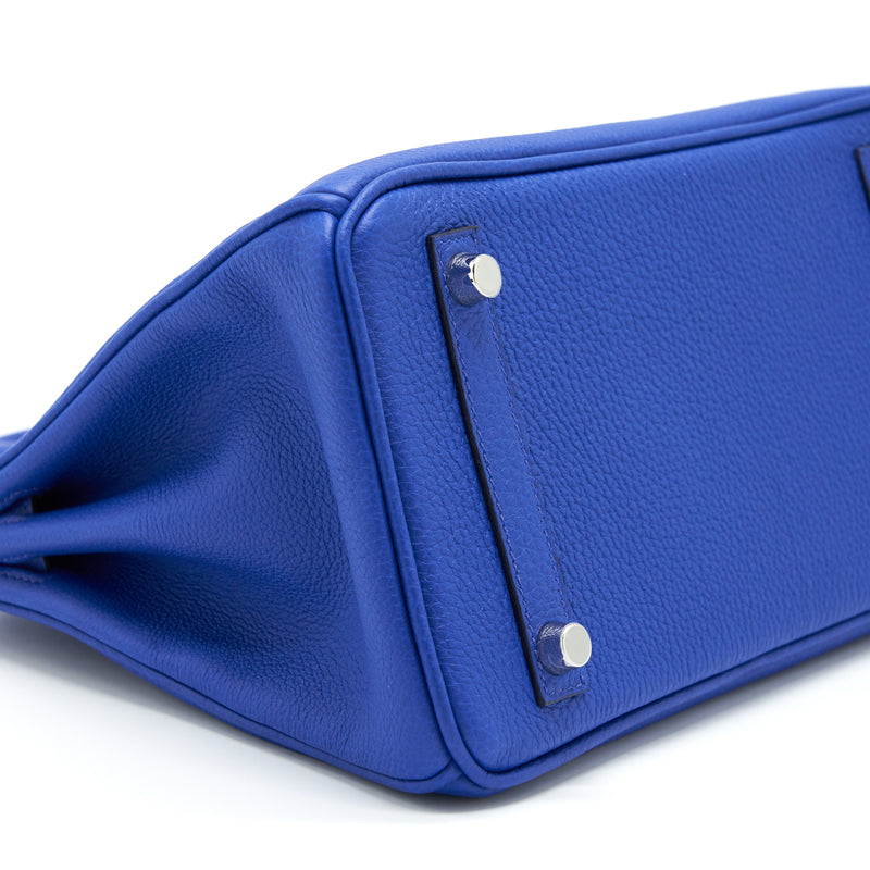 Hermes birkin 25 Togo leather blue royal / capuchins with SHW stamp U