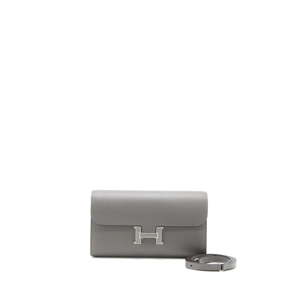 Hermes Constance To Go Epsom Lizard Buckle Gris Meyer/Gris Fonce SHW Stamp U
