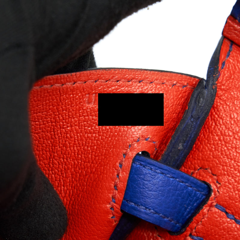 Hermes birkin 25 Togo leather blue royal / capuchins with SHW stamp U