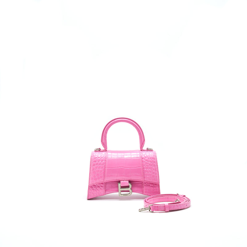 Balenciaga Hourglass XS croc-effect leather Tote Pink